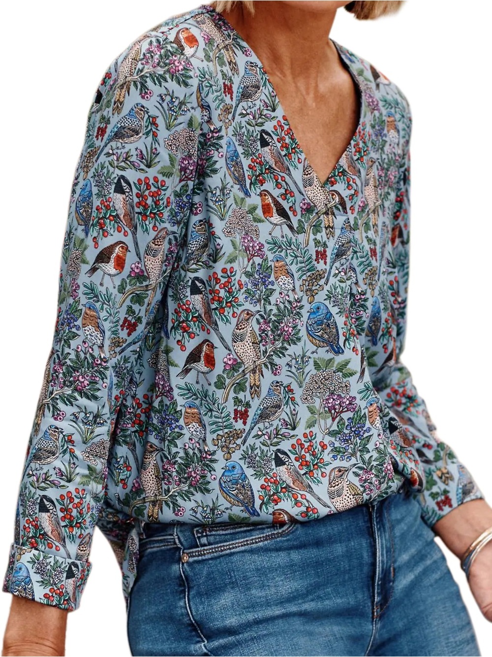 J.Jill Perched Birds Printed Popover Top